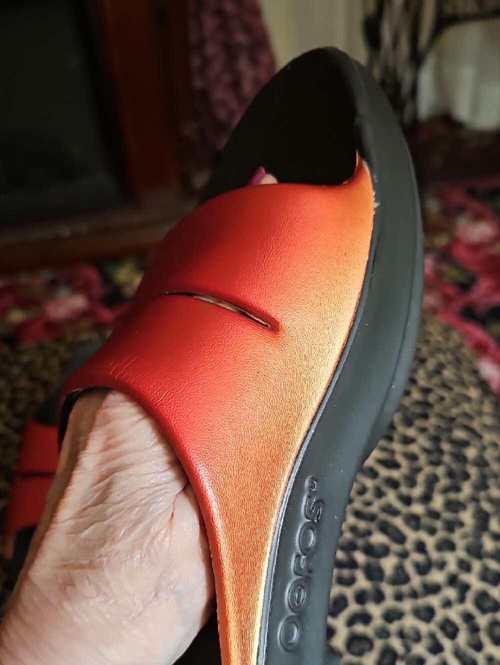 OOFOS Red Slide Sandals - Picture 10 of 11